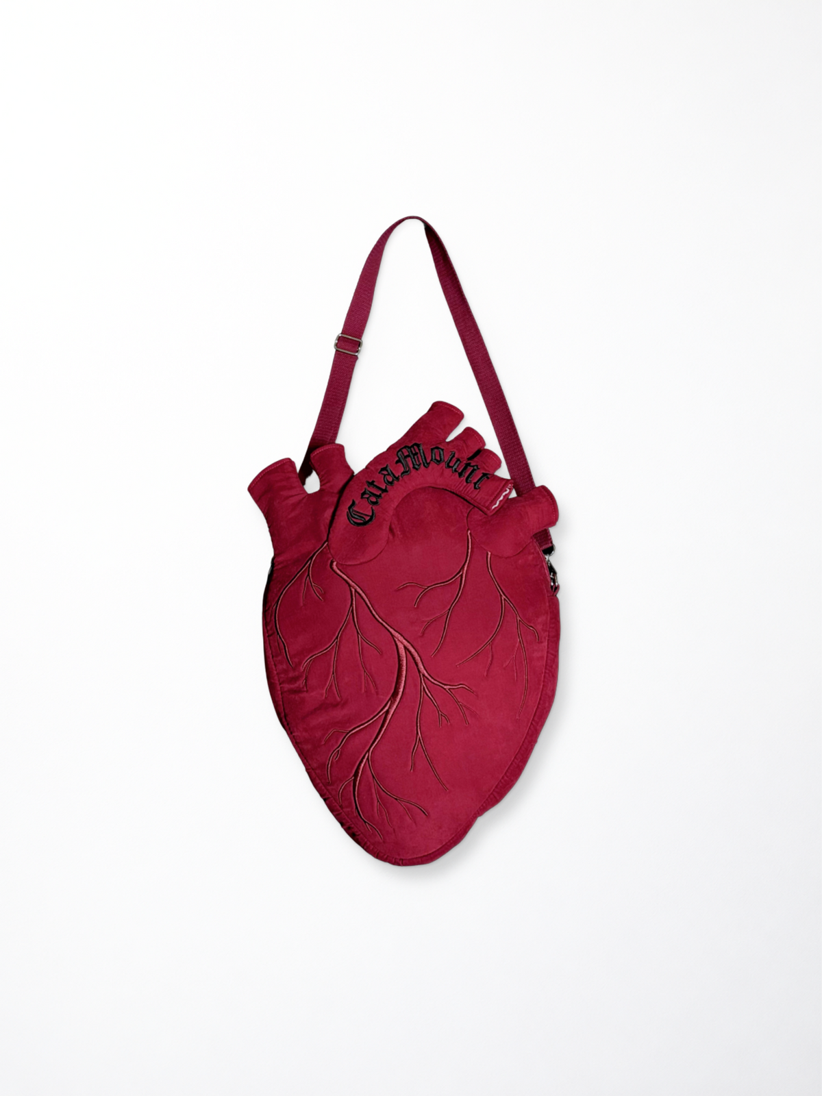 CataMount Original Anatomical Heart Bag — Embroidered Faux Suede Shoulder Bag