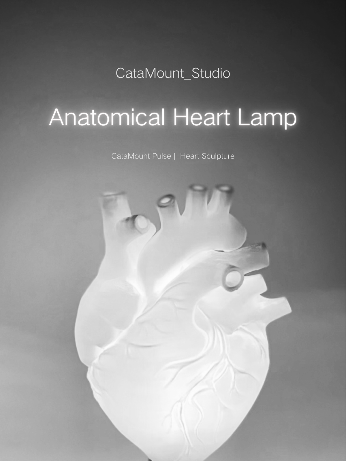 CataMount Anatomical Heart Lamp | 3D-Printed PLA / Resin | Warm White LED Sculptural Light