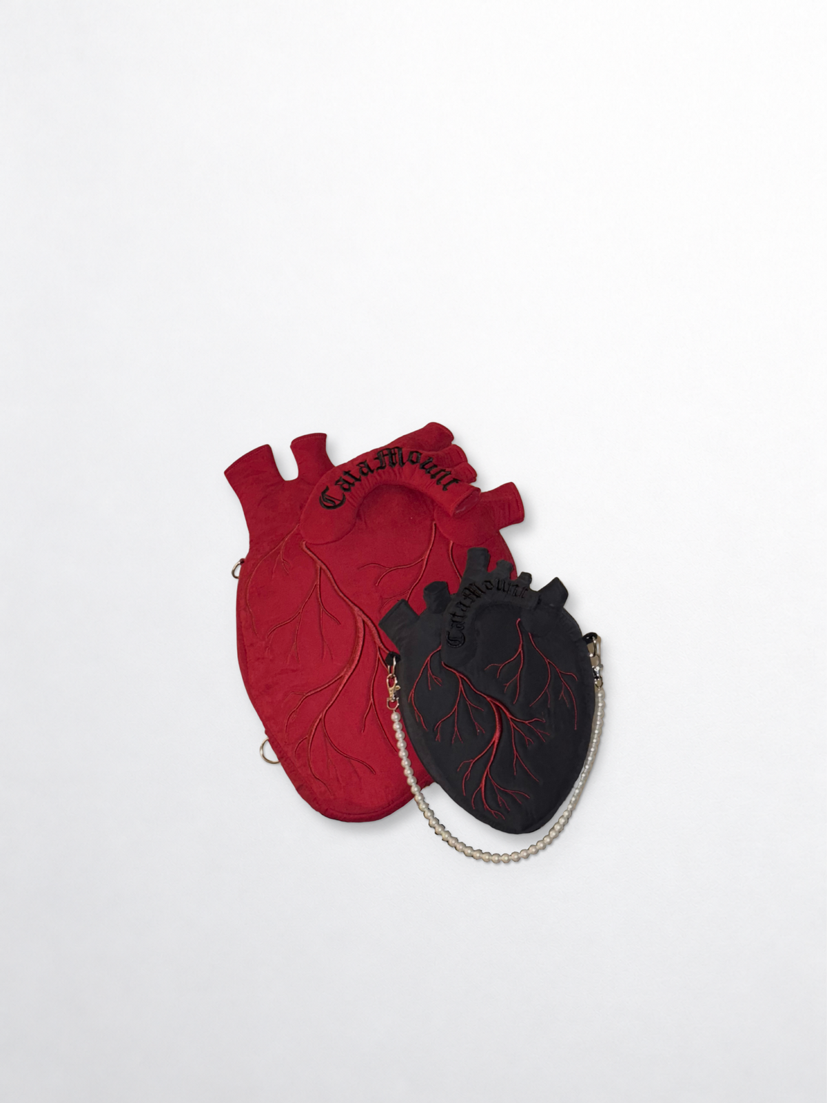 CataMount Original Anatomical Heart Bag — Embroidered Faux Suede Shoulder Bag
