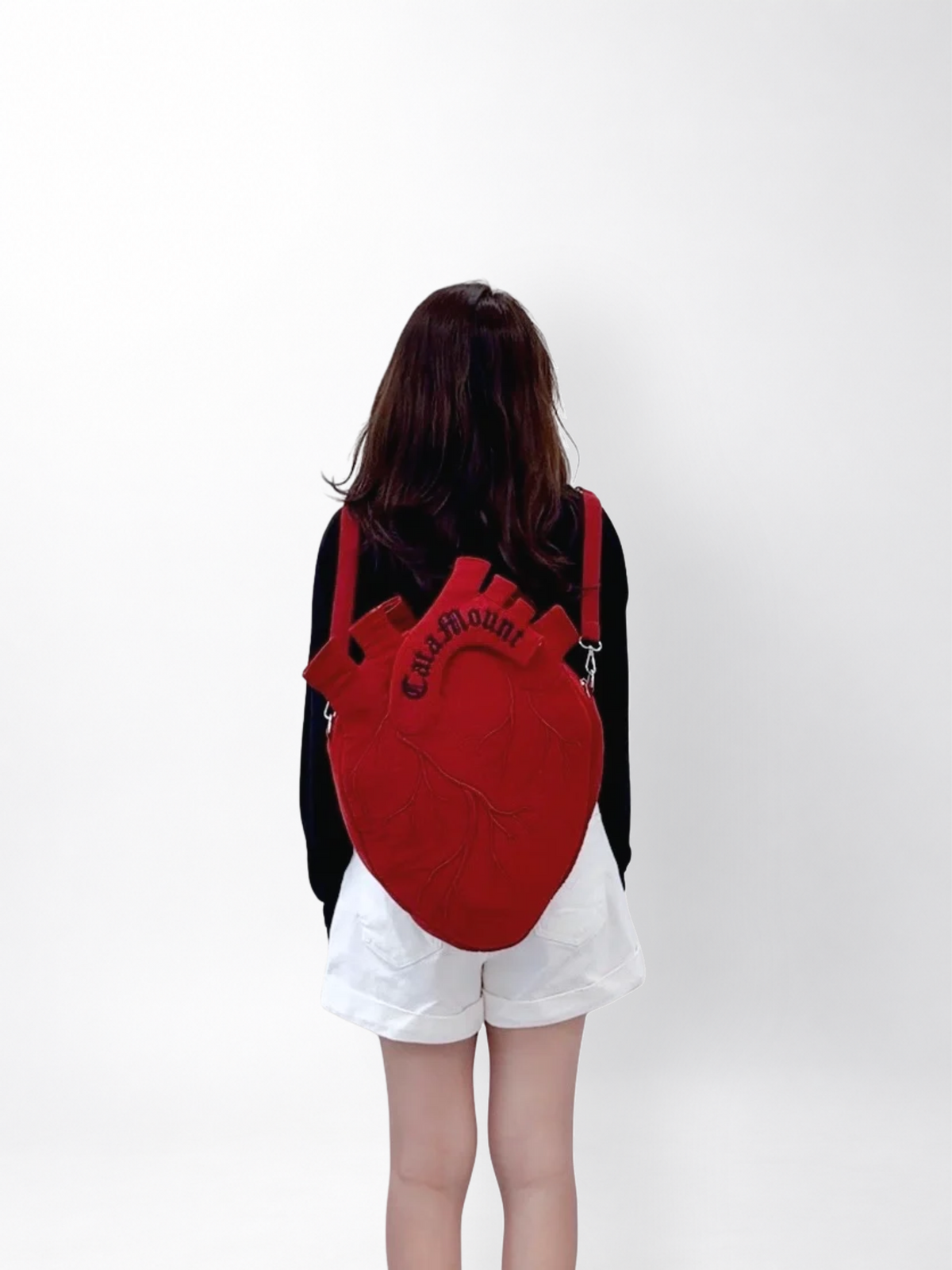 CataMount Original Anatomical Heart Bag — Embroidered Faux Suede Shoulder Bag