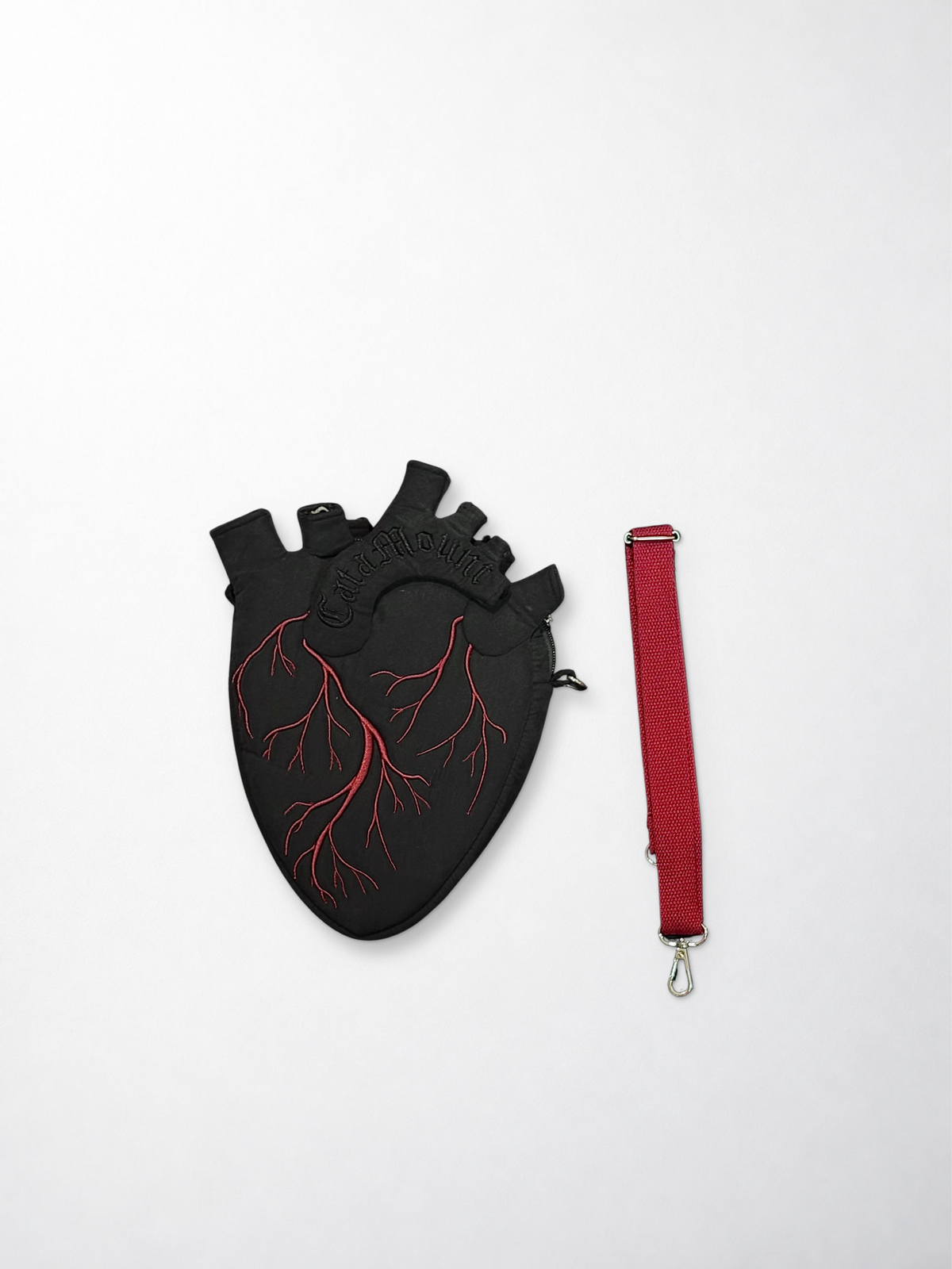CataMount Original Anatomical Heart Bag — Embroidered Faux Suede Shoulder Bag