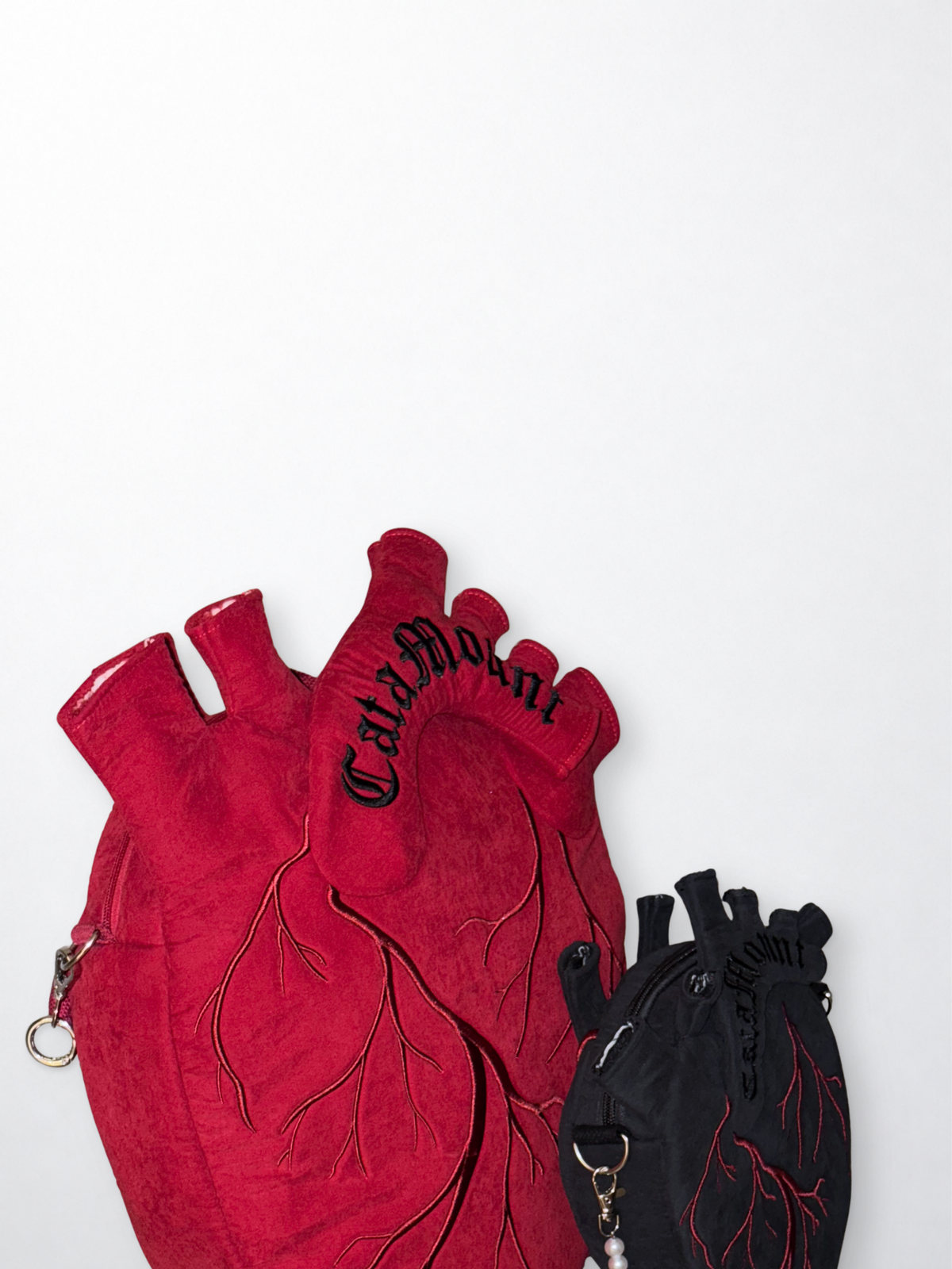 CataMount Original Anatomical Heart Bag — Embroidered Faux Suede Shoulder Bag
