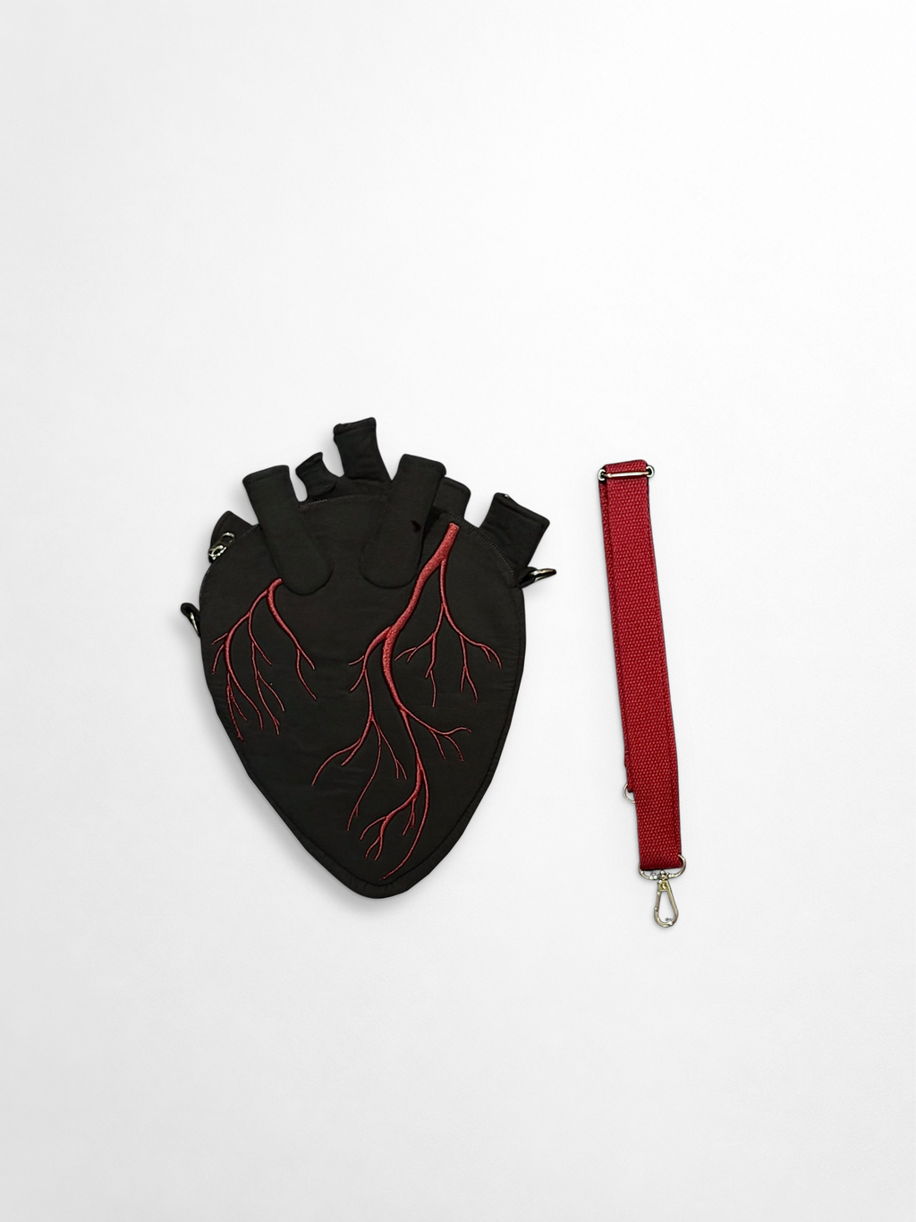 CataMount Original Anatomical Heart Bag — Embroidered Faux Suede Shoulder Bag
