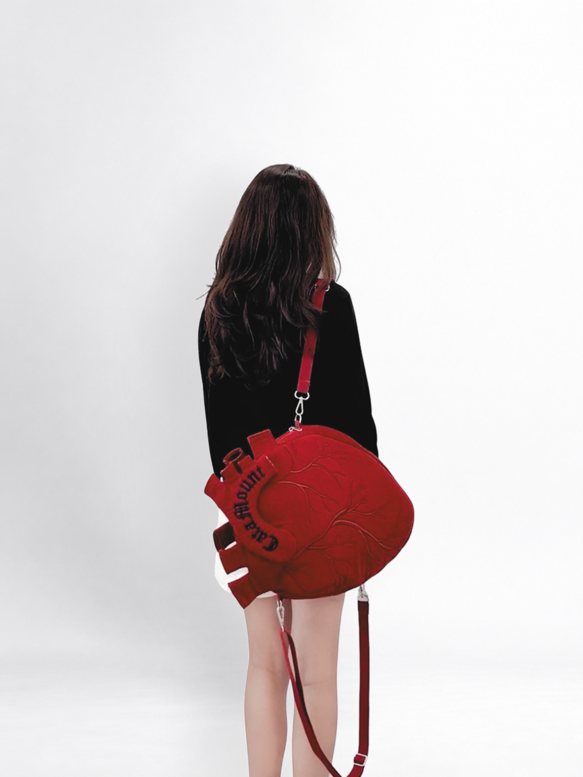 CataMount Original Anatomical Heart Bag — Embroidered Faux Suede Shoulder Bag