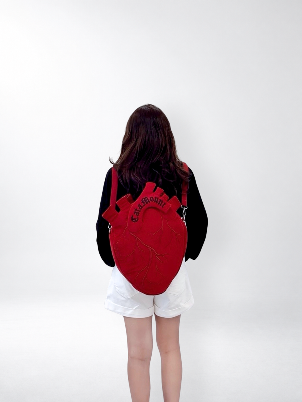 CataMount Original Anatomical Heart Bag — Embroidered Faux Suede Shoulder Bag