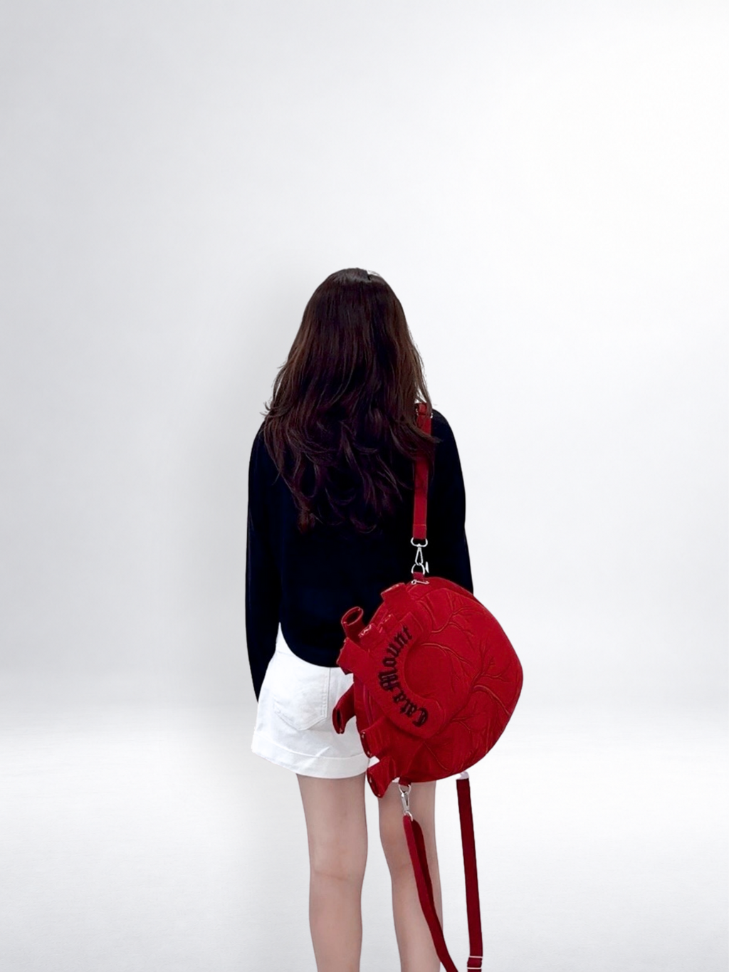 CataMount Original Anatomical Heart Bag — Embroidered Faux Suede Shoulder Bag