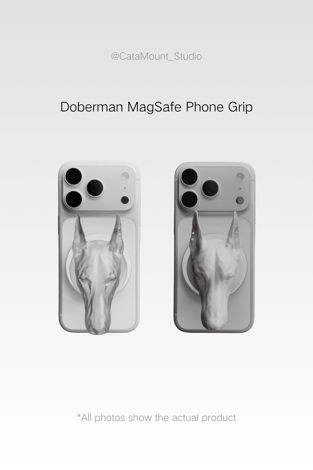 CataMount Original handmade Doberman Resin MagSafe Phone Grip & Stand