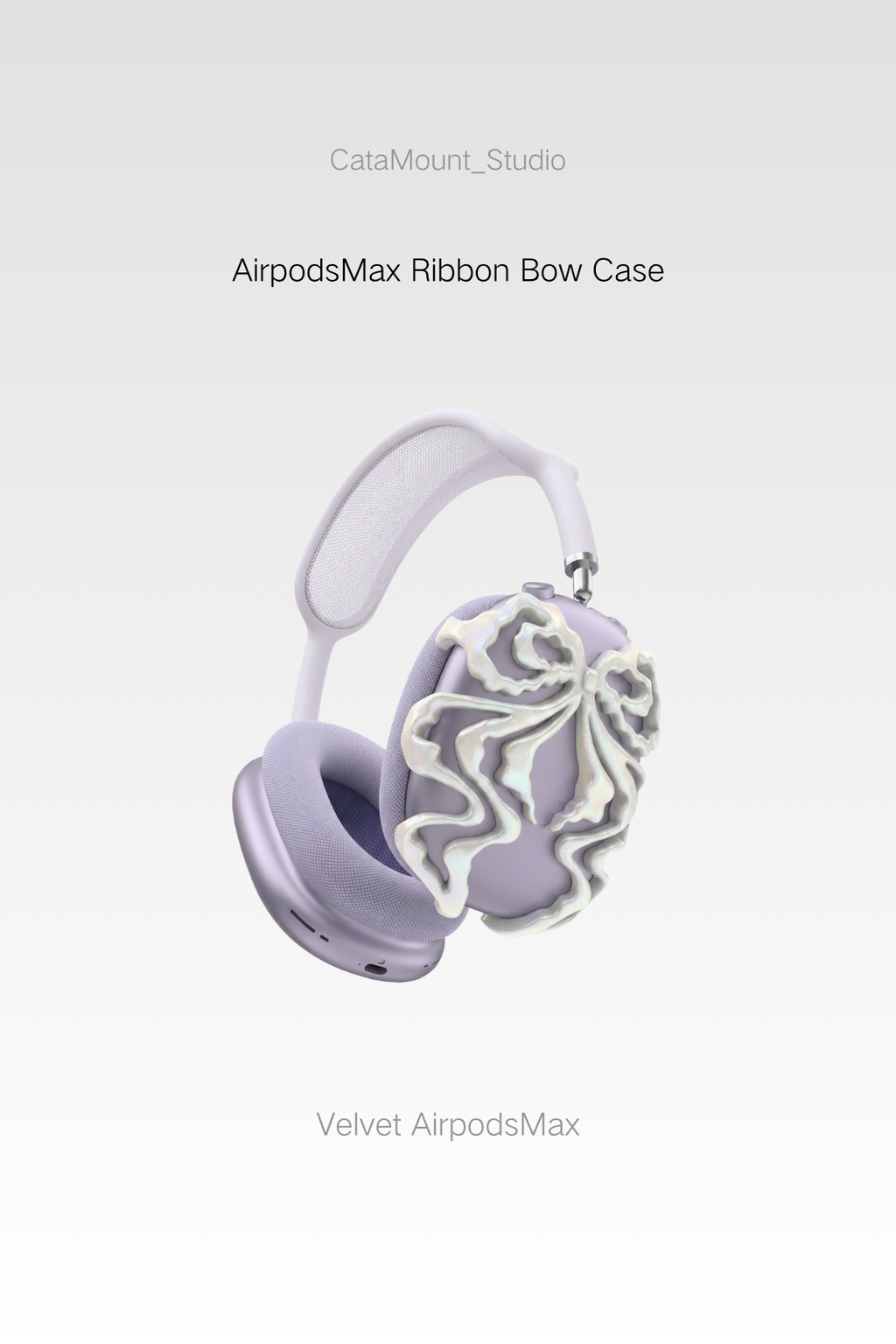 CataMount Original handmade Pearl Ribbon Bow Case for AirPods Max