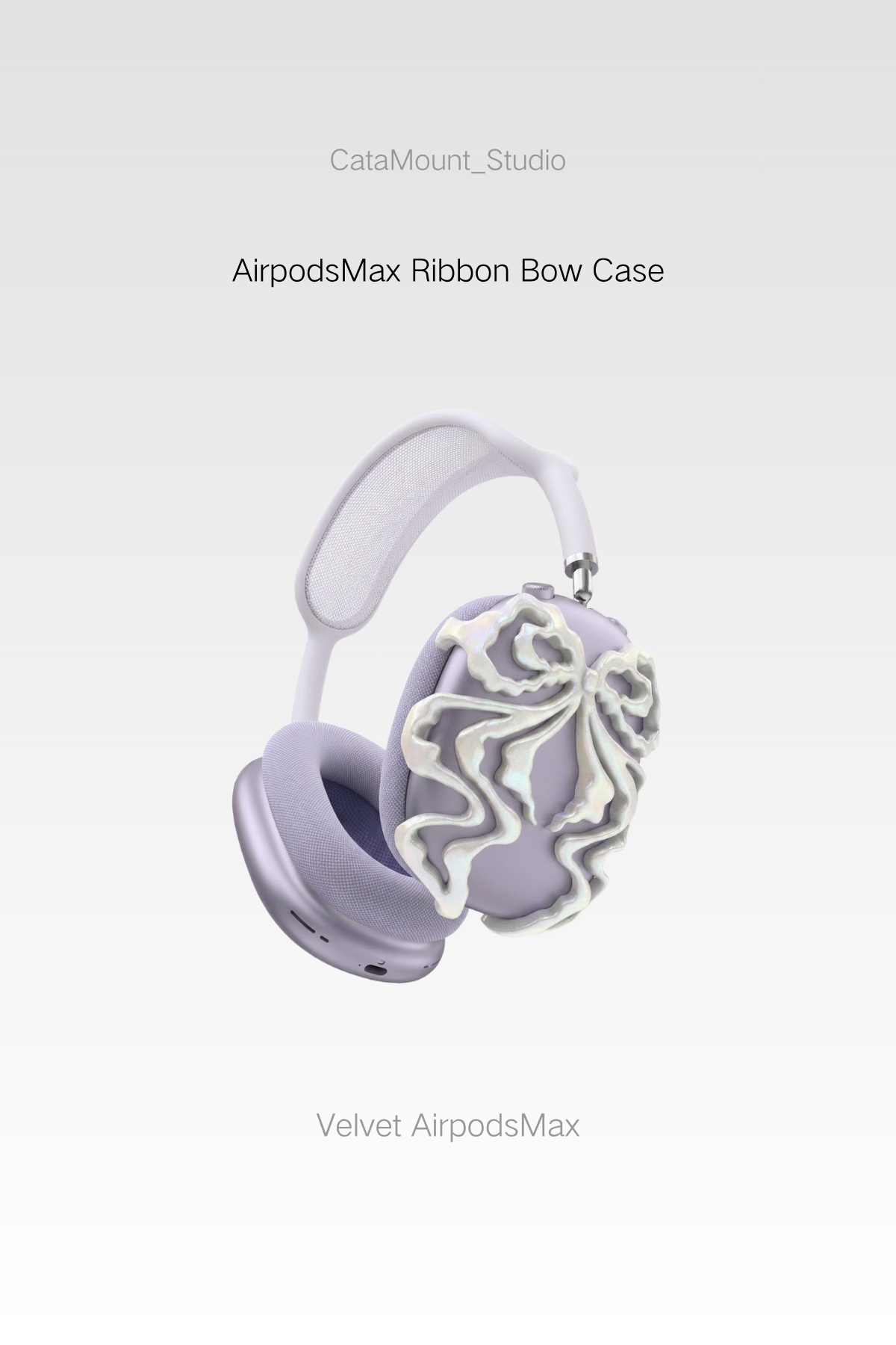 CataMount Original handmade Pearl Ribbon Bow Case for AirPods Max