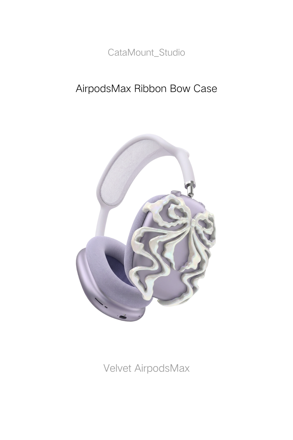 CataMount Original handmade Pearl Ribbon Bow Case for AirPods Max