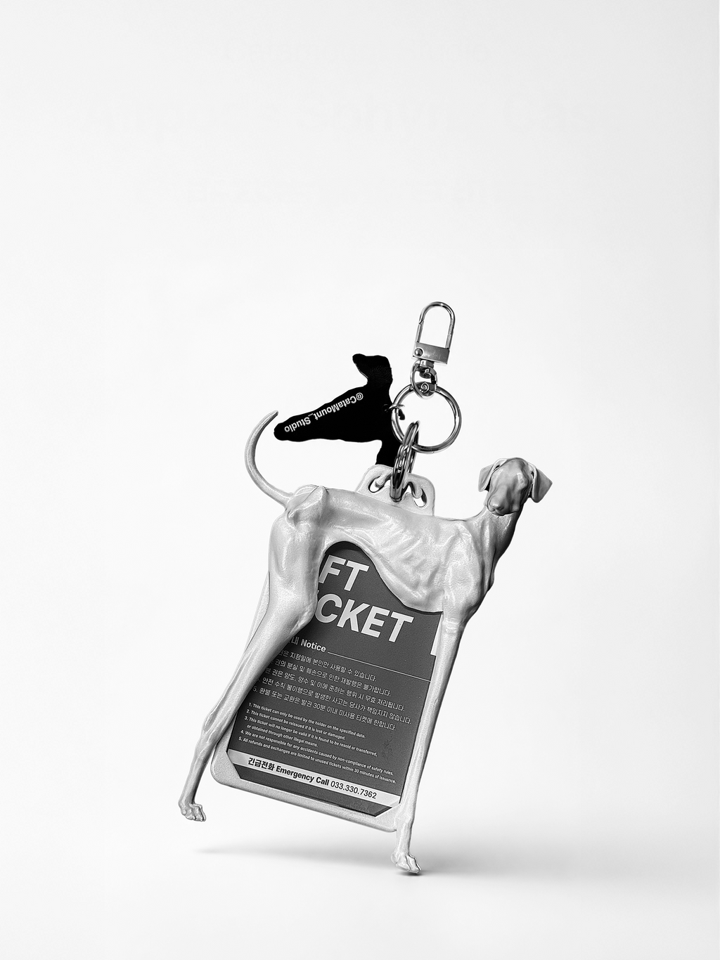 Greyhound Card Holder — Sculptural 3D Resin Keychain