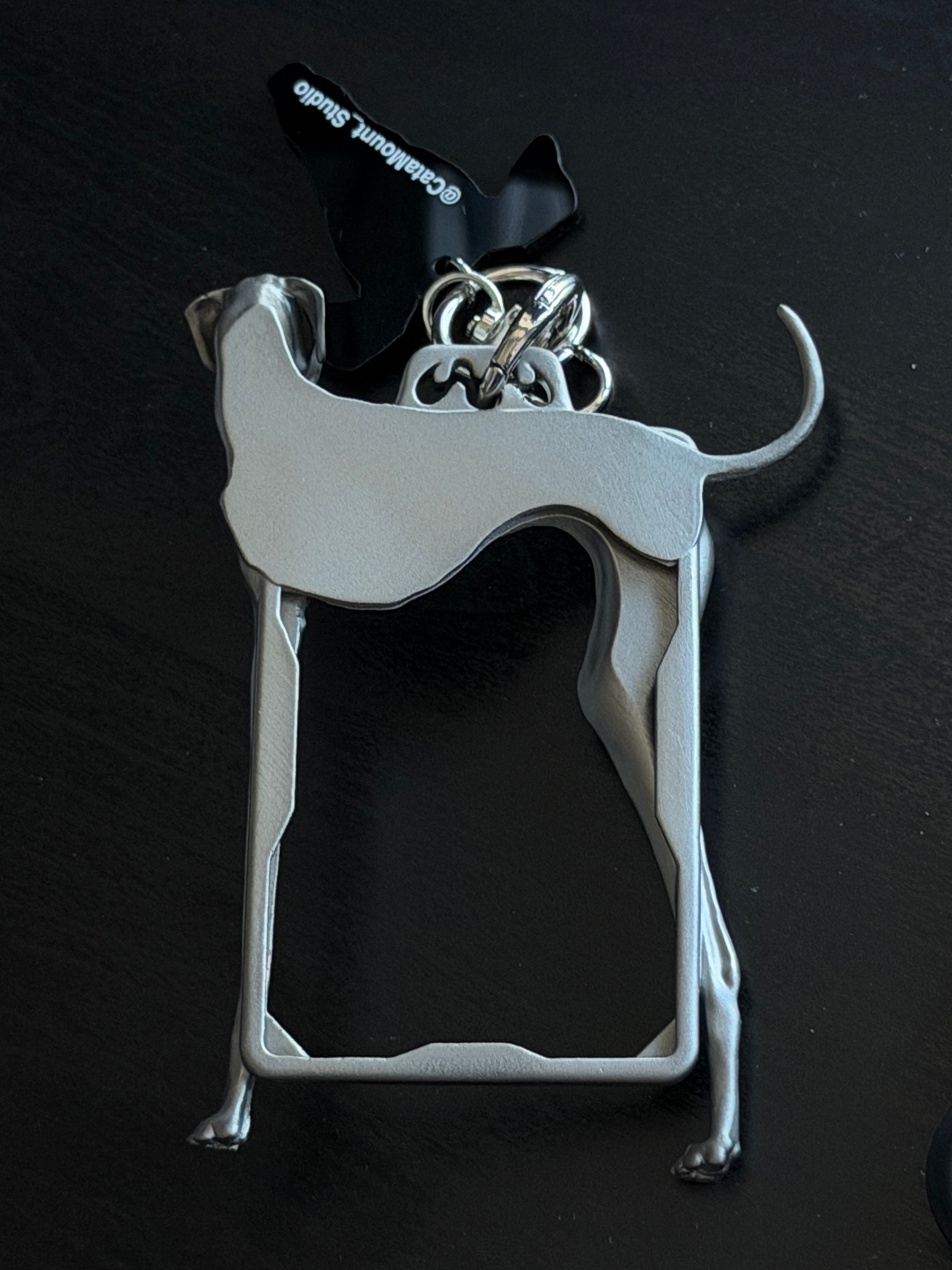 Greyhound Card Holder — Sculptural 3D Resin Keychain