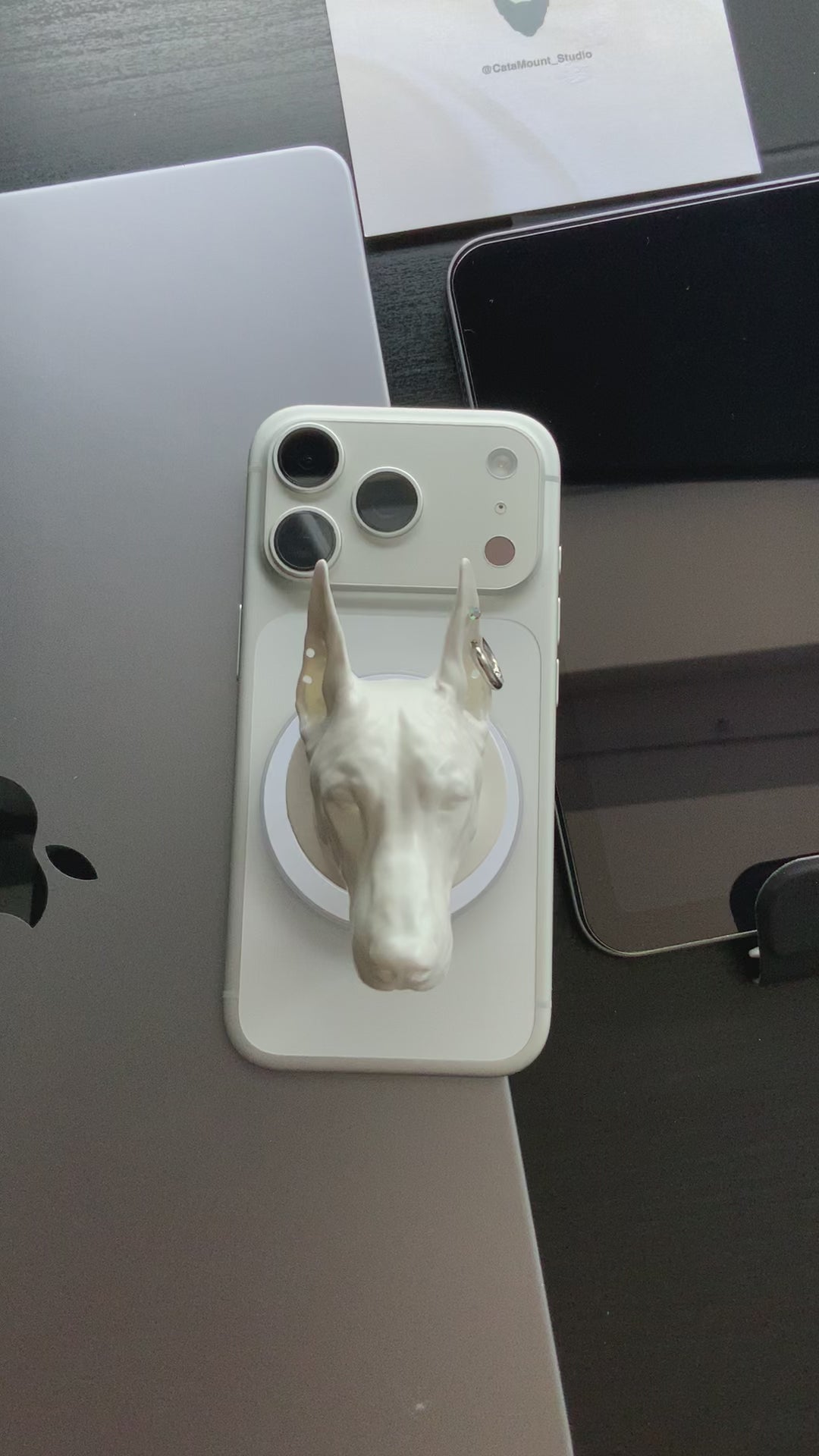 CataMount Original handmade Doberman Resin MagSafe Phone Grip & Stand