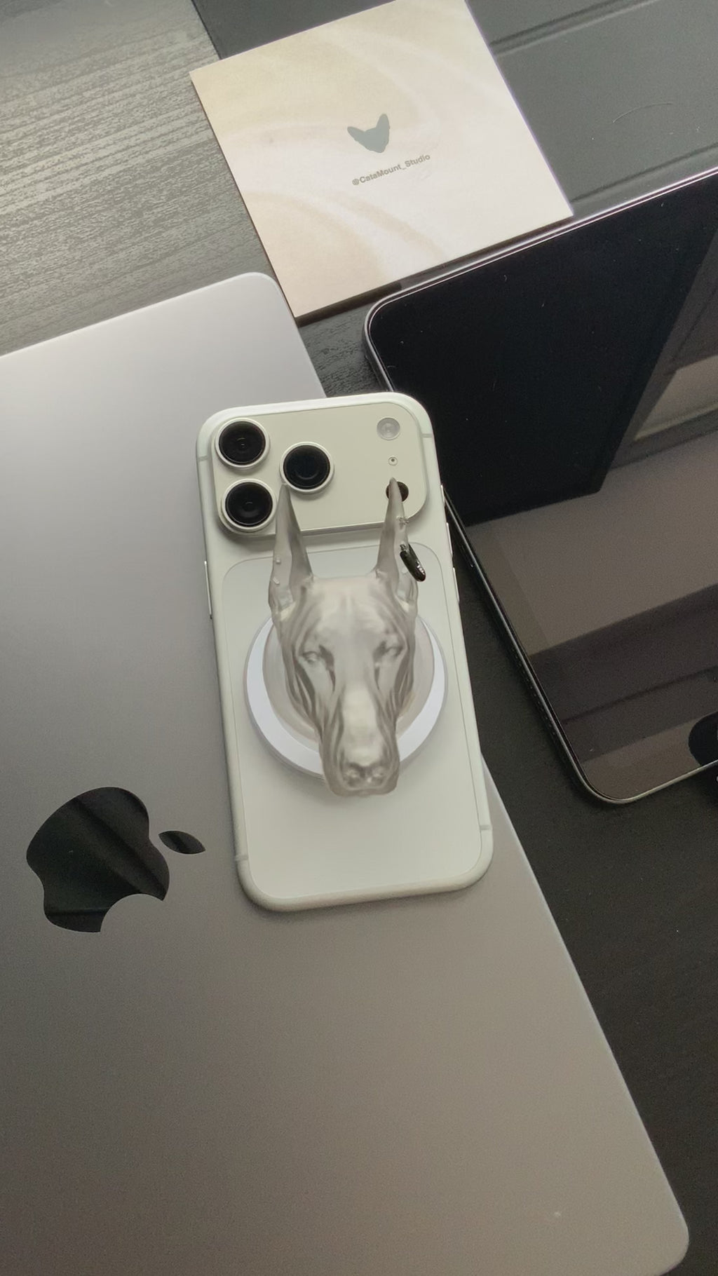 CataMount Original handmade Doberman Resin MagSafe Phone Grip & Stand