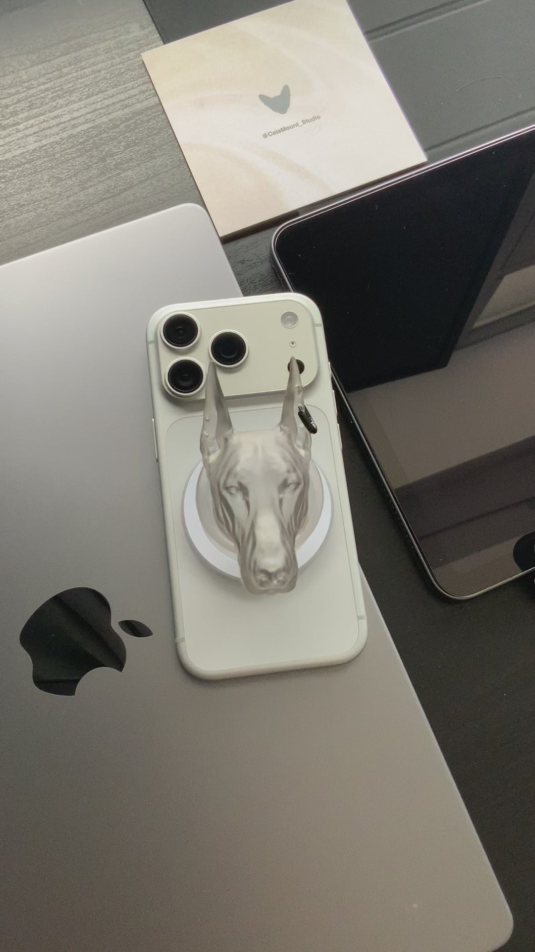 CataMount Original handmade Doberman Resin MagSafe Phone Grip & Stand